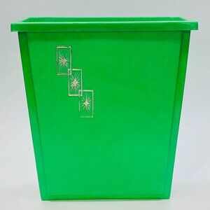 Vintage 60s STERILITE Triple Starburst Green Plastic Trash Can Wastebasket